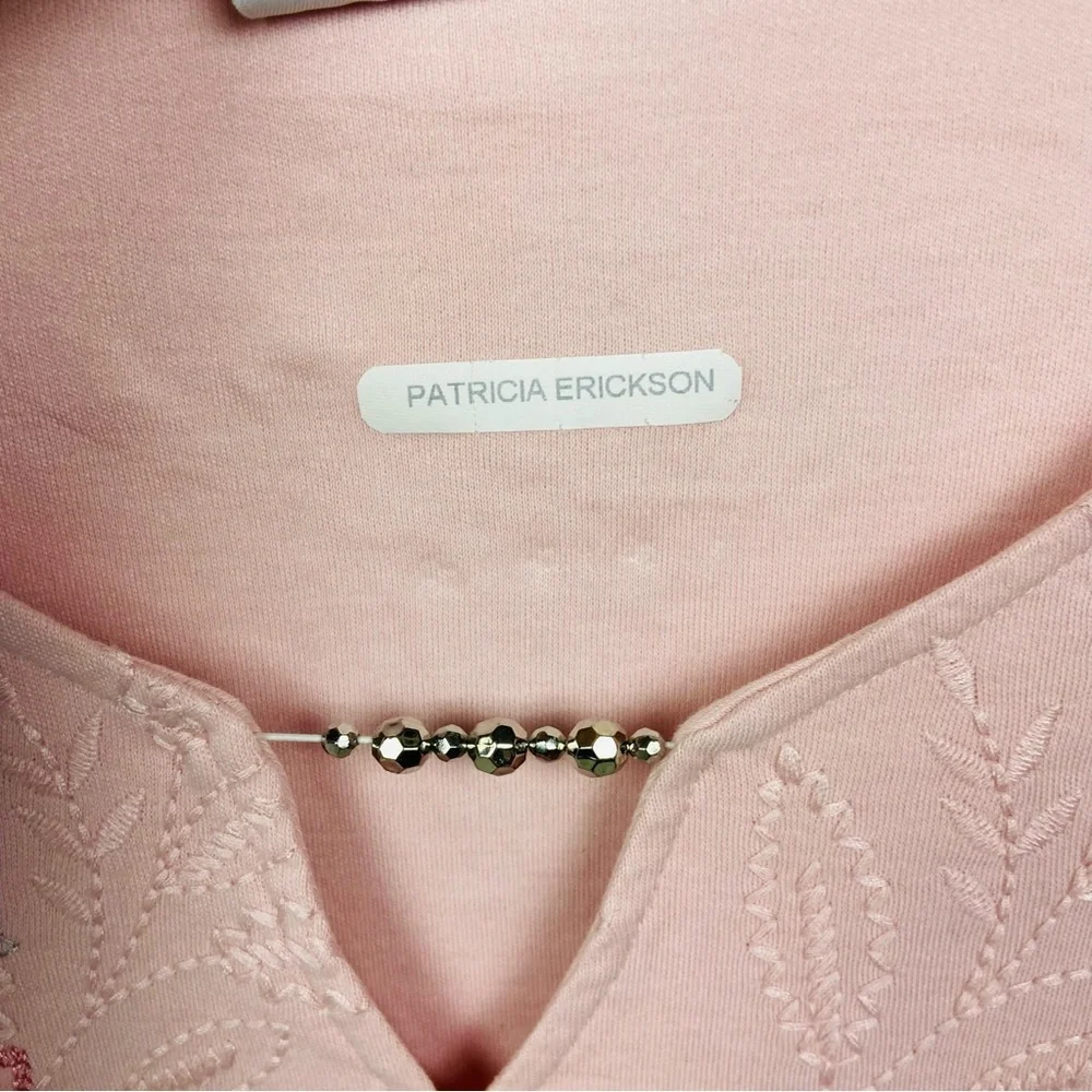 Alfred Dunner Light Pink embroidered Floral Long Sleeve Top size large - Picture 10 of 13